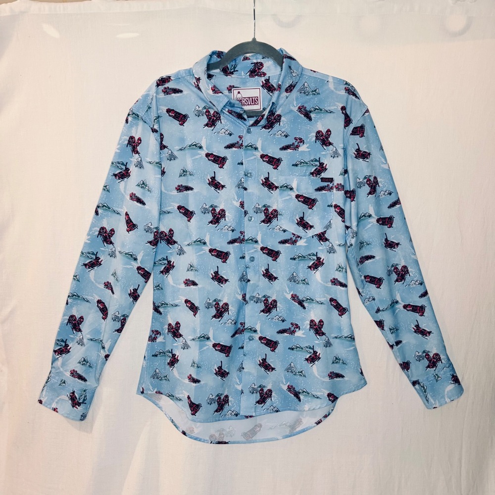 RSVLTS The Roosevelts Slim L Mens Bobsled Mountain Kunuflex Button Down Shirt